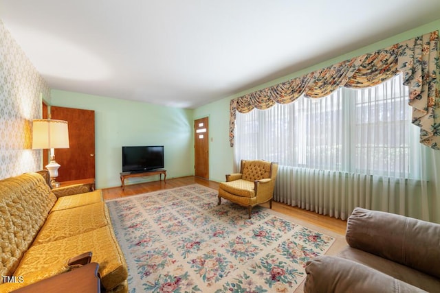 living room with wood finished floors