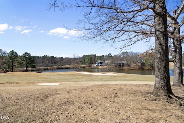 view of yard with a water view