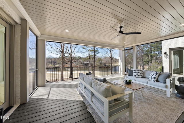 sunroom / solarium with wooden ceiling