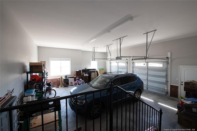 garage with a garage door opener