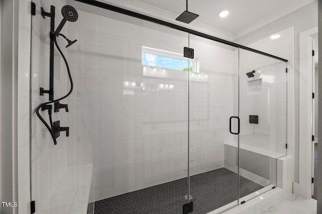 9004 Penny Rd, Raleigh, NC 27606 - bathroom with a shower stall and recessed lighting