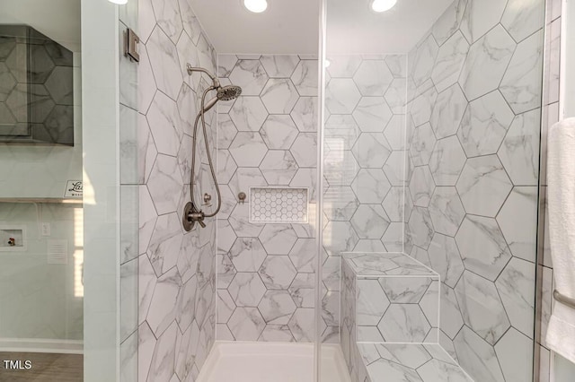 full bathroom with a stall shower