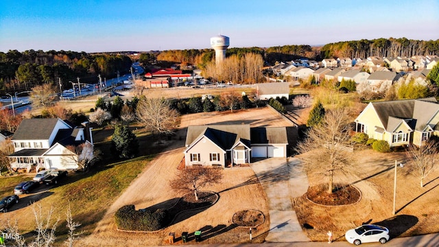 aerial view with a residential view