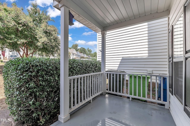 balcony featuring a porch