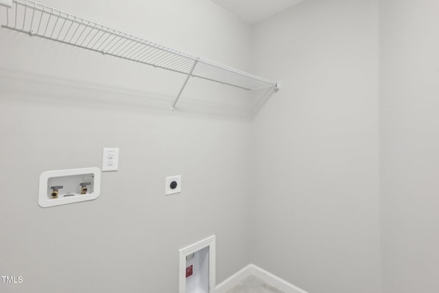 washroom with washer hookup, laundry area, baseboards, and hookup for an electric dryer