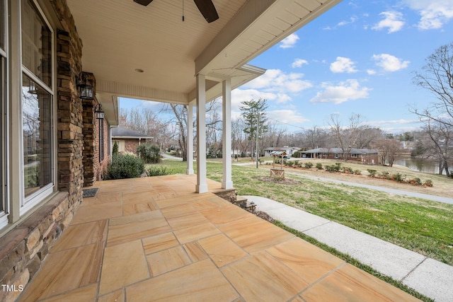 view of patio / terrace with a ceiling fan