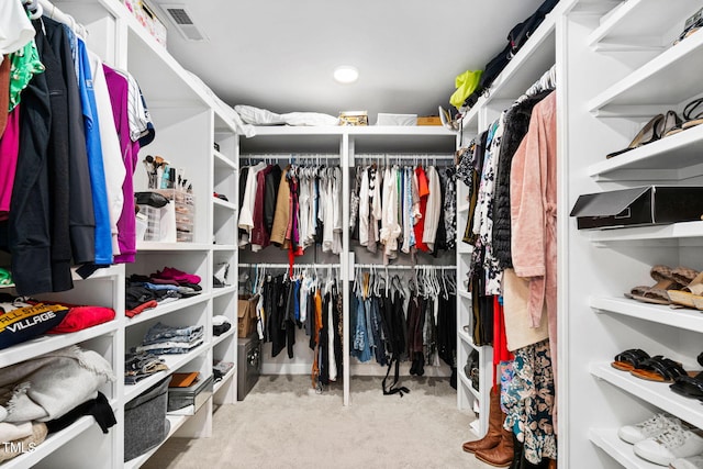 walk in closet with carpet flooring and visible vents