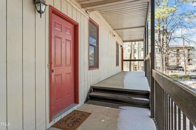 property entrance with a porch