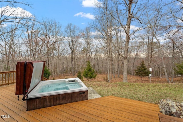 wooden terrace with hot tub deck surround