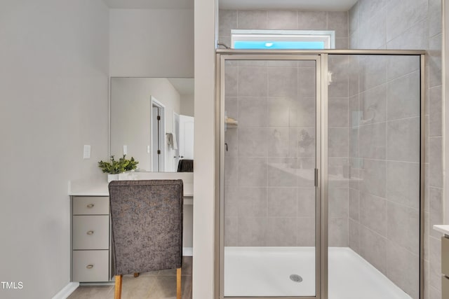 full bathroom featuring a shower stall