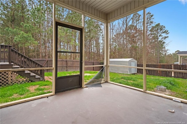 view of unfurnished sunroom