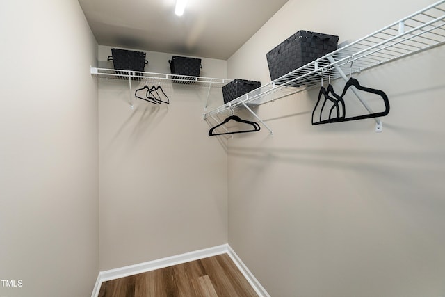 spacious closet with wood finished floors