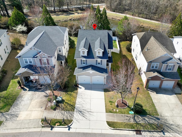 aerial view featuring a residential view