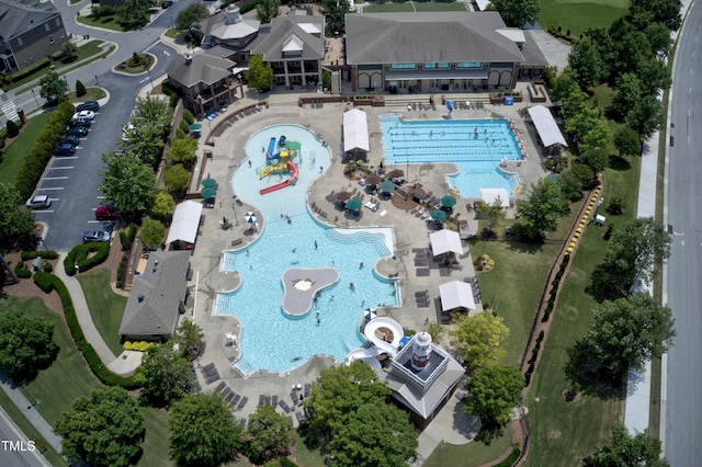 bird's eye view with a residential view