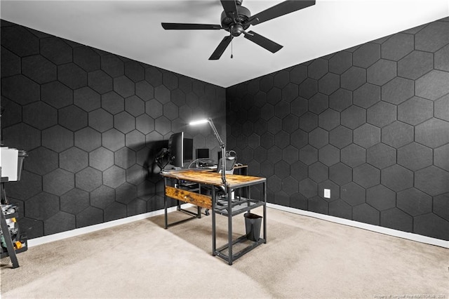 63 Slate Dr, Spring Lake, NC 28390 - office space featuring ceiling fan and light carpet