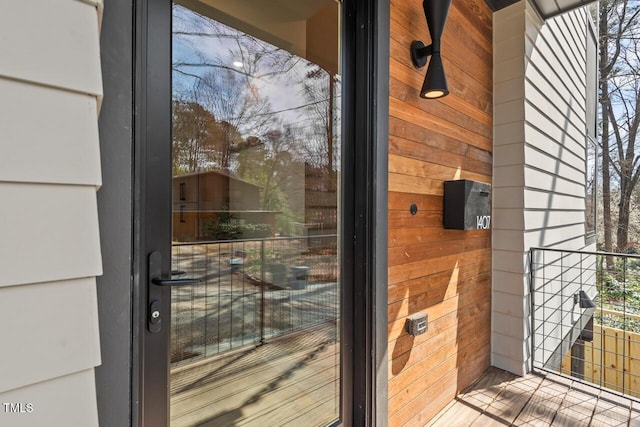 doorway to property with a balcony