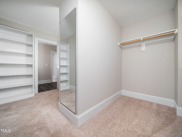 walk in closet featuring carpet