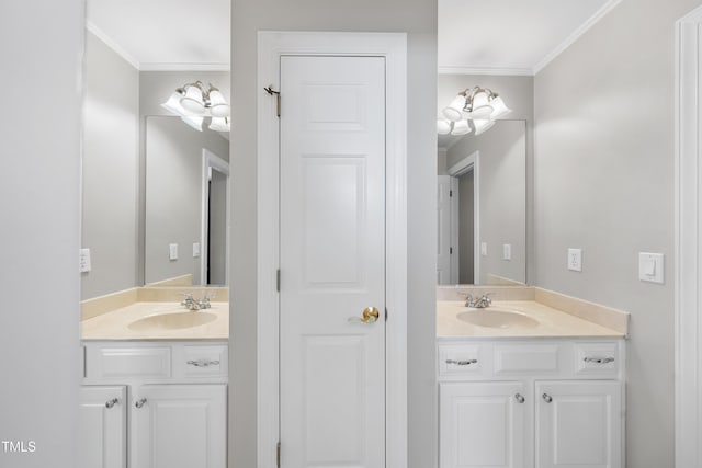 bathroom featuring vanity and ornamental molding