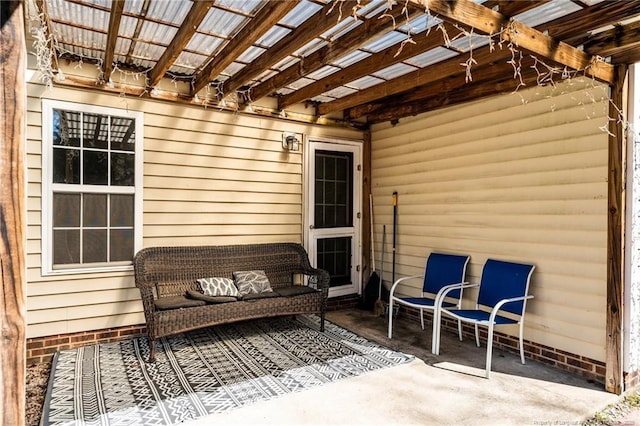 view of patio featuring a pergola