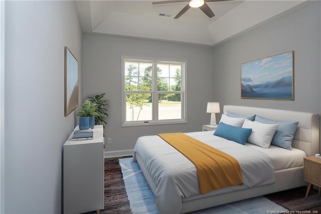 5814 James Allen Ln, Stedman, NC 28391 - bedroom with a raised ceiling and ceiling fan