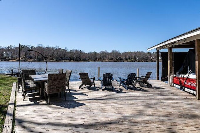 dock area with a water view