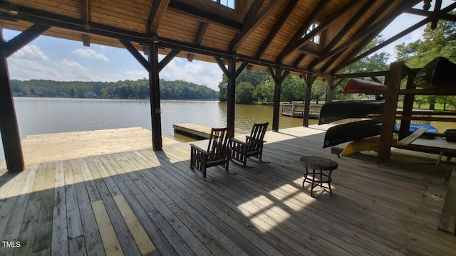 dock area with a water view