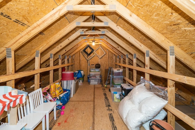 view of unfinished attic