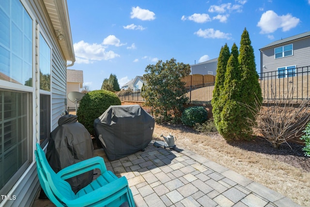 view of patio / terrace with a grill and a fenced backyard