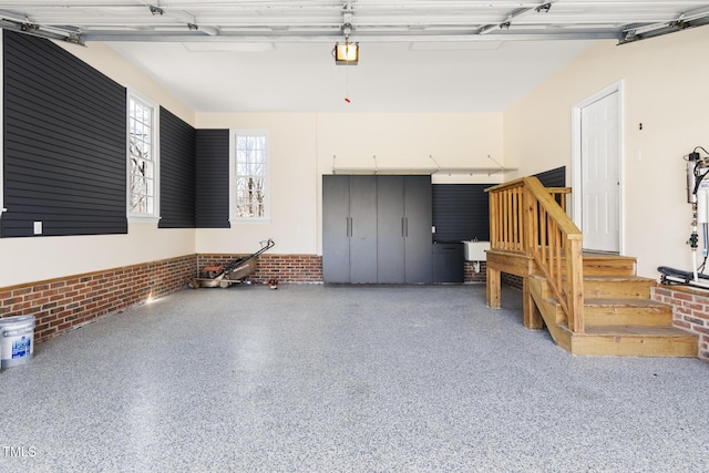 garage with a garage door opener
