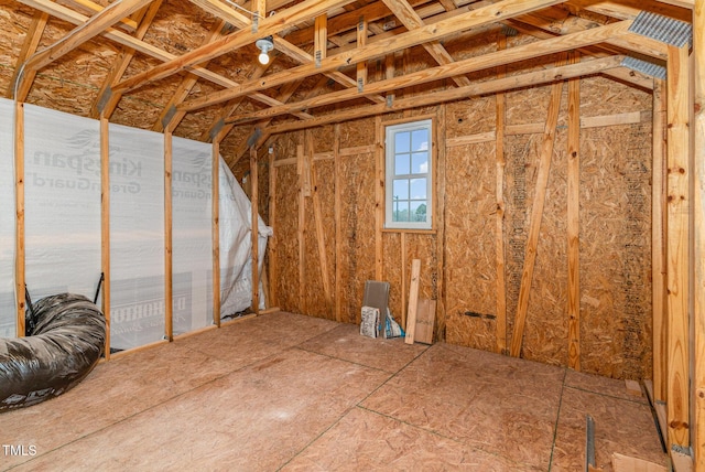 view of unfinished attic