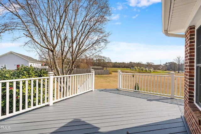 wooden terrace featuring fence