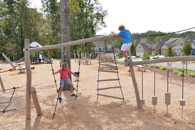 communal playground with a residential view