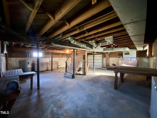 basement with electric water heater