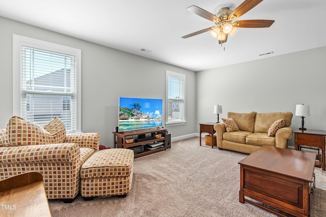 238 Ashpole Trl, Clayton, NC 27520 - carpeted living room with ceiling fan and healthy amount of natural light