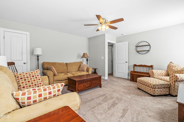 238 Ashpole Trl, Clayton, NC 27520 - living room featuring a ceiling fan and carpet