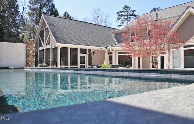805 Greenwood Rd, Chapel Hill, NC 27514 - outdoor pool featuring a sunroom
