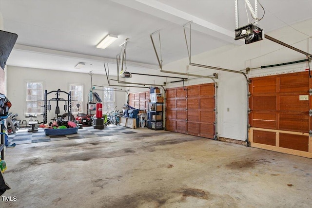 garage with a garage door opener