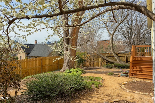 view of yard featuring a fenced backyard