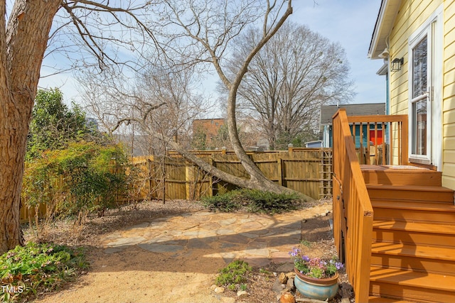 view of yard featuring a fenced backyard and a patio area