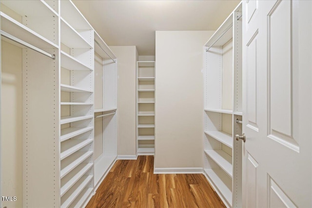 spacious closet with wood finished floors