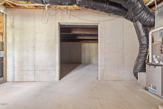 view of unfinished basement