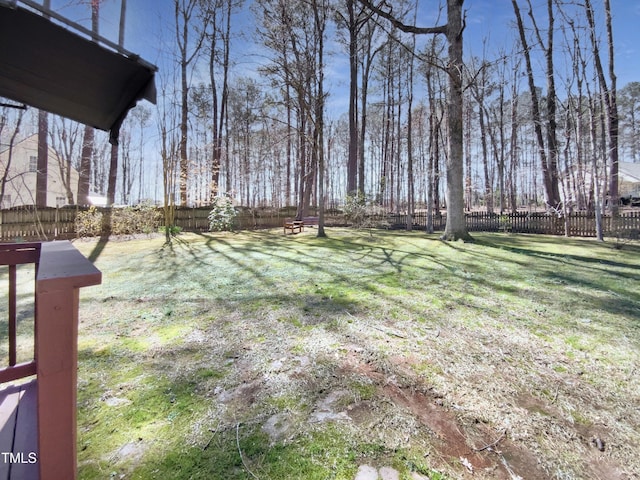 view of yard featuring a fenced backyard