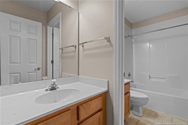 full bathroom with vanity, toilet, and shower / bath combination