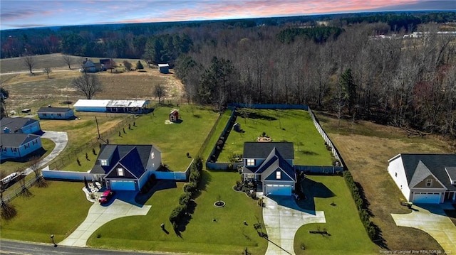 bird's eye view featuring a view of trees