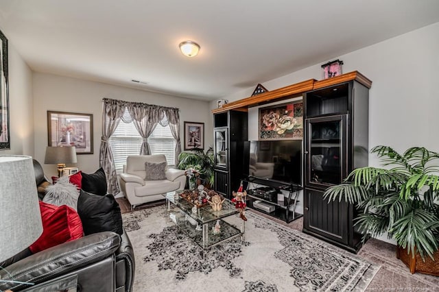 living area featuring visible vents