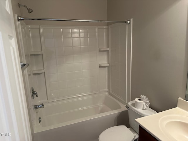 full bathroom with vanity, toilet, and shower / bathtub combination