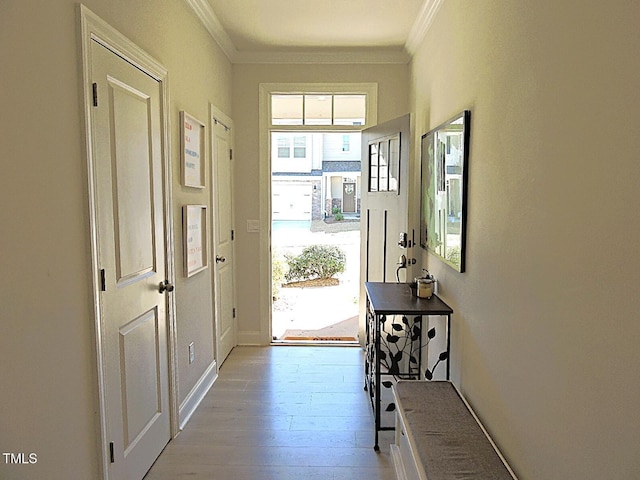 519 Flat Ford Rd, Hillsborough, NC 27278 - entrance foyer with baseboards, crown molding, and wood finished floors