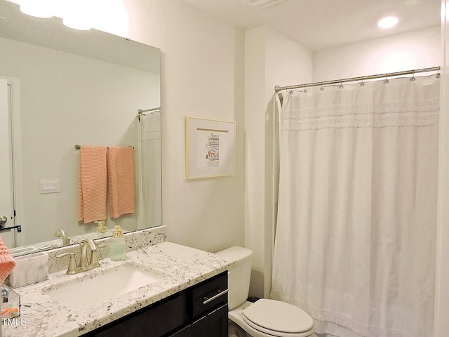 519 Flat Ford Rd, Hillsborough, NC 27278 - full bath featuring toilet, vanity, and a shower with shower curtain