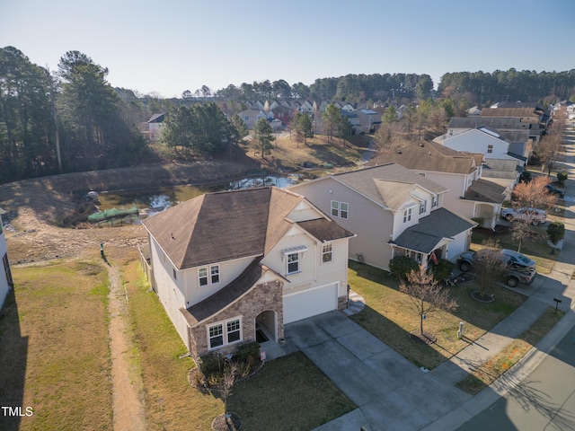 aerial view with a residential view