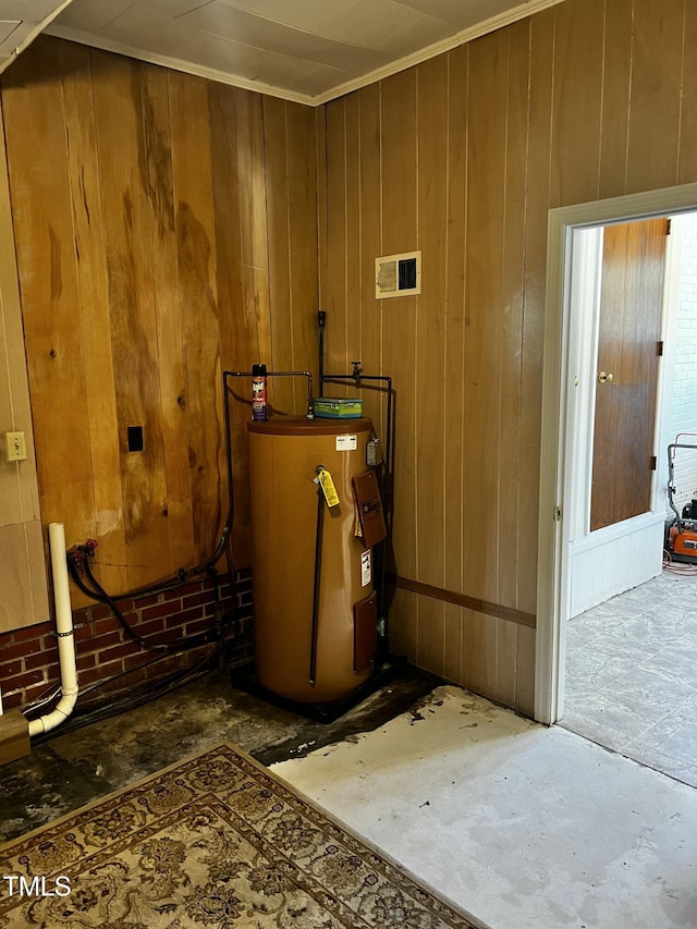 utility room with water heater